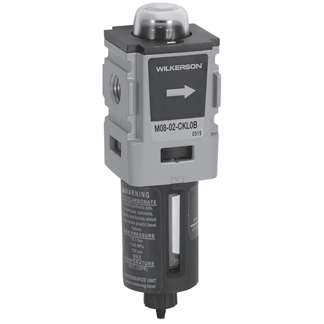 Wilkerson M08 Series Modular Coalescing Filter, Port Sizes 1/4; Flows to 12.7 SCFM